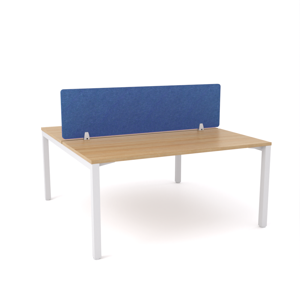 California Office Workstations (Straight Legs) 2-User Double-Sided Desk With AcoustiQ Screen (Cobalt Blue Screen)