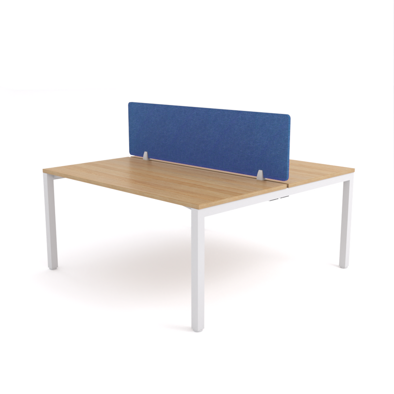California Office Workstations (Straight Legs) 2-User Double-Sided Desk With AcoustiQ Screen (Cobalt Blue Screen)