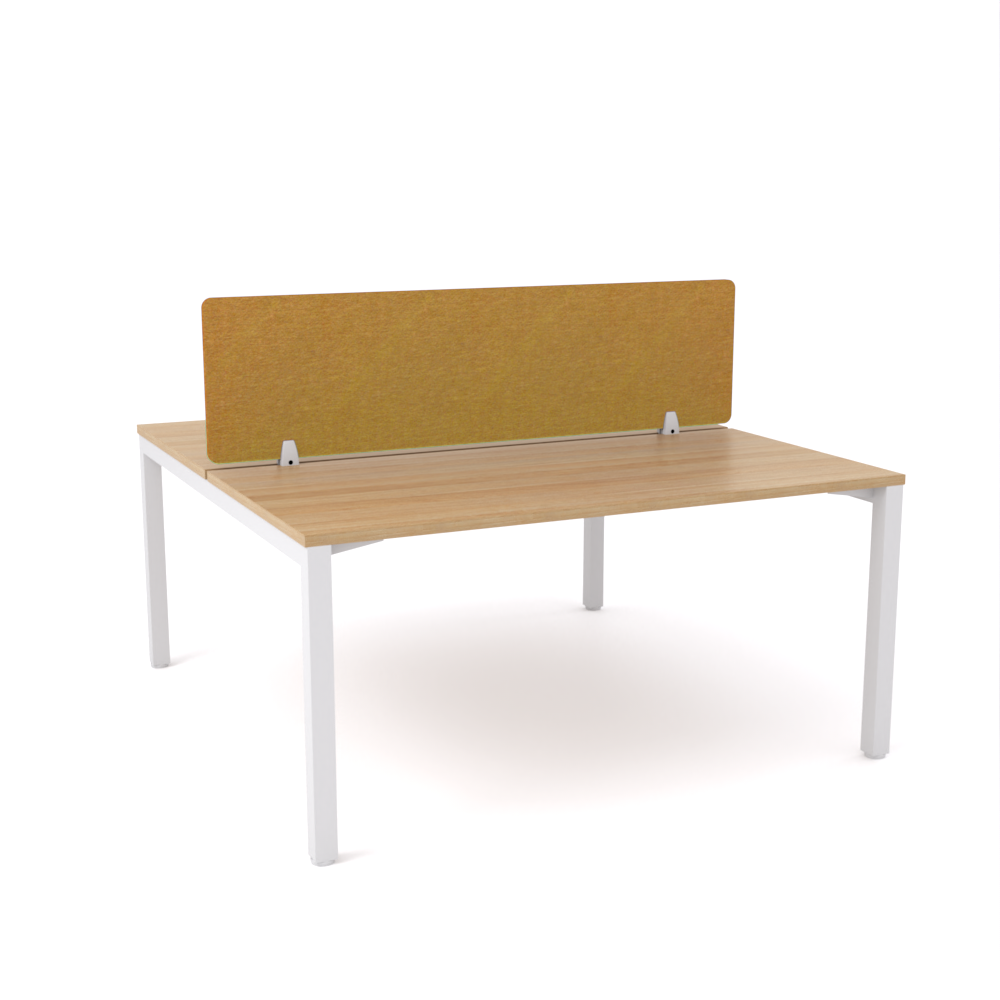 California Office Workstations (Straight Legs) 2-User Double-Sided Desk With AcoustiQ Screen (Golden Yellow Screen)
