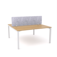 California Office Workstations (Straight Legs) 2-User Double-Sided Desk With AcoustiQ Screen (Marble Gray Screen)-Elite Office Furniture