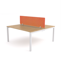 California Office Workstations (Straight Legs) 2-User Double-Sided Desk With AcoustiQ Screen (Orange Screen)