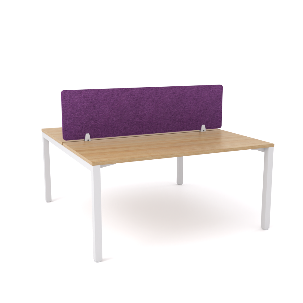 California Office Workstations (Straight Legs) 2-User Double-Sided Desk With AcoustiQ Screen (Purple Screen)