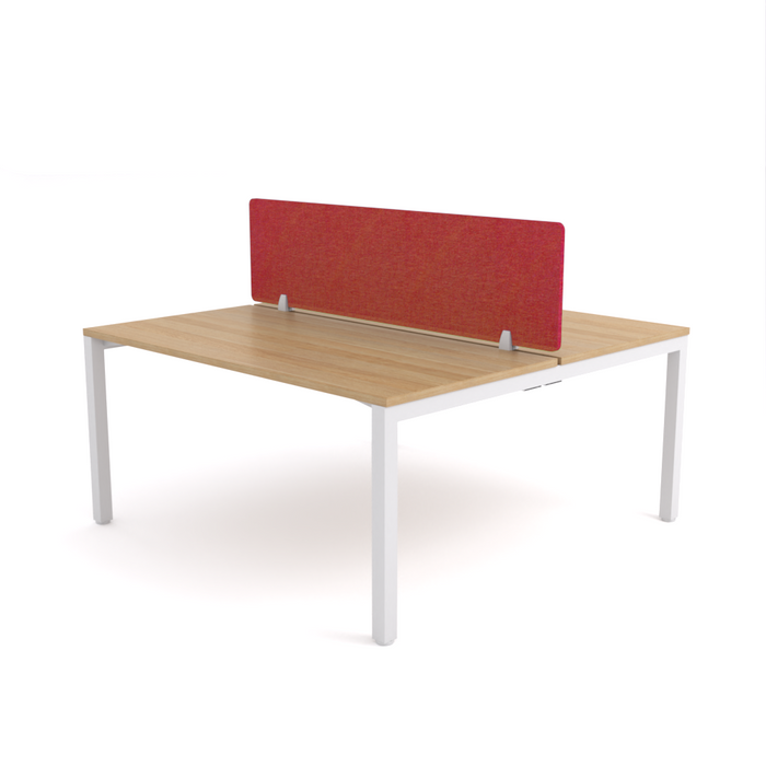 California Office Workstations (Straight Legs) 2 User Double-Sided Desks With Acoustic Screen (Red)