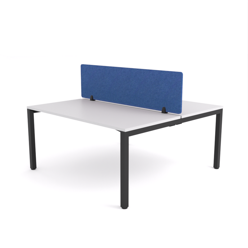 California Office Workstations (Straight Legs) 2-User Double-Sided Desk With AcoustiQ Screen (Cobalt Blue Screen)