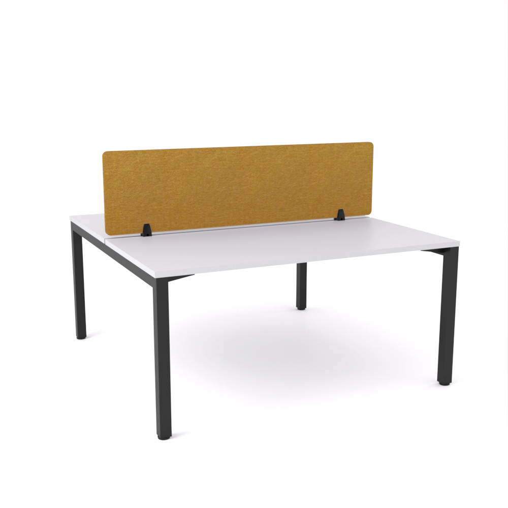 California Office Workstations (Straight Legs) 2-User Double-Sided Desk With AcoustiQ Screen (Golden Yellow Screen)