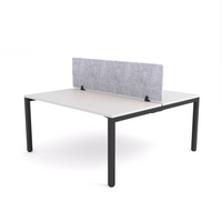 California Office Workstations (Straight Legs) 2-User Double-Sided Desk With AcoustiQ Screen (Marble Gray Screen)-Elite Office Furniture