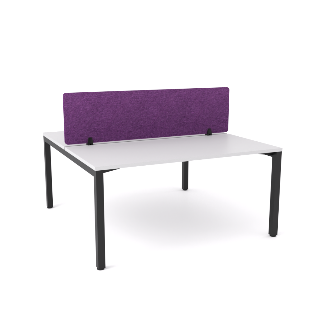 California Office Workstations (Straight Legs) 2-User Double-Sided Desk With AcoustiQ Screen (Purple Screen)