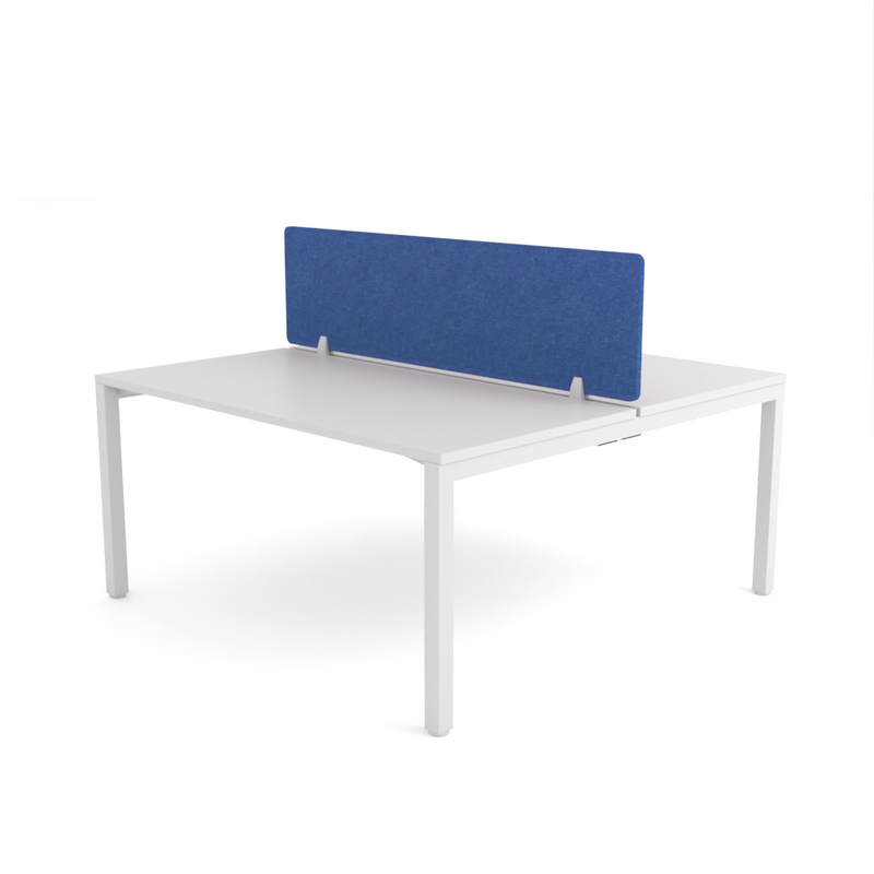 California Office Workstations (Straight Legs) 2-User Double-Sided Desk With AcoustiQ Screen (Cobalt Blue Screen)