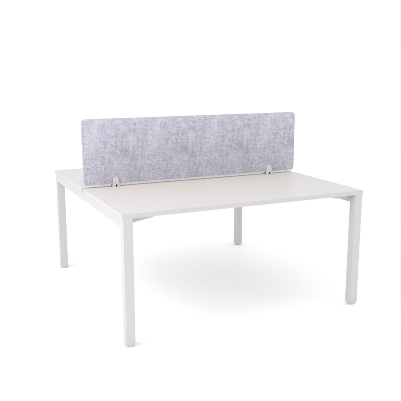 California Office Workstations (Straight Legs) 2-User Double-Sided Desk With AcoustiQ Screen (Marble Gray Screen)-Elite Office Furniture