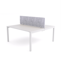 California Office Workstations (Straight Legs) 2-User Double-Sided Desk With AcoustiQ Screen (Marble Gray Screen)-Elite Office Furniture