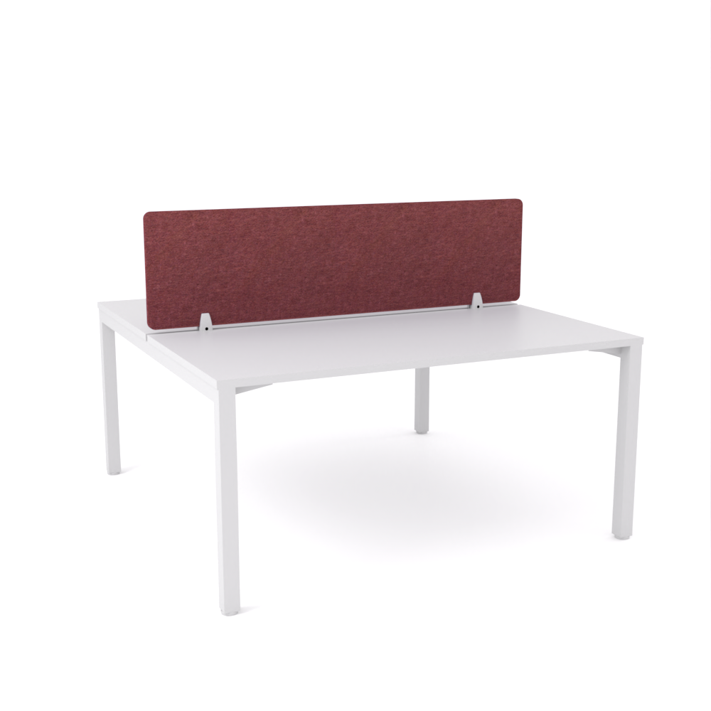 California Office Workstations (Straight Legs) 2-User Double-Sided Desk With AcoustiQ Screen (Maroon Screen)