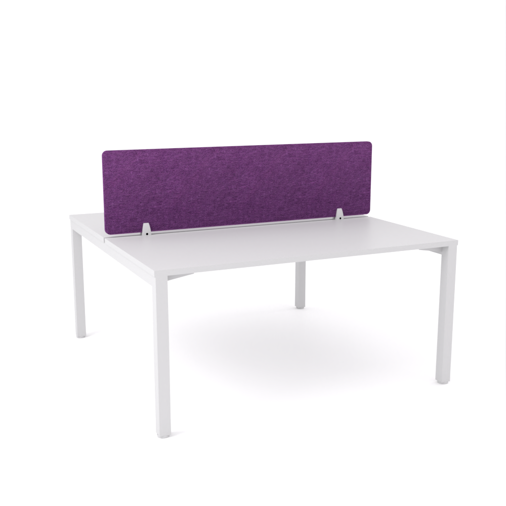 California Office Workstations (Straight Legs) 2-User Double-Sided Desk With AcoustiQ Screen (Purple Screen)