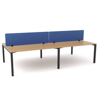 California Office Workstations (Straight Legs) 4-User Double-Sided Desk With AcoustiQ Screen (Cobalt Blue Screen)