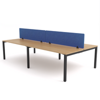 California Office Workstations (Straight Legs) 4-User Double-Sided Desk With AcoustiQ Screen (Cobalt Blue Screen)