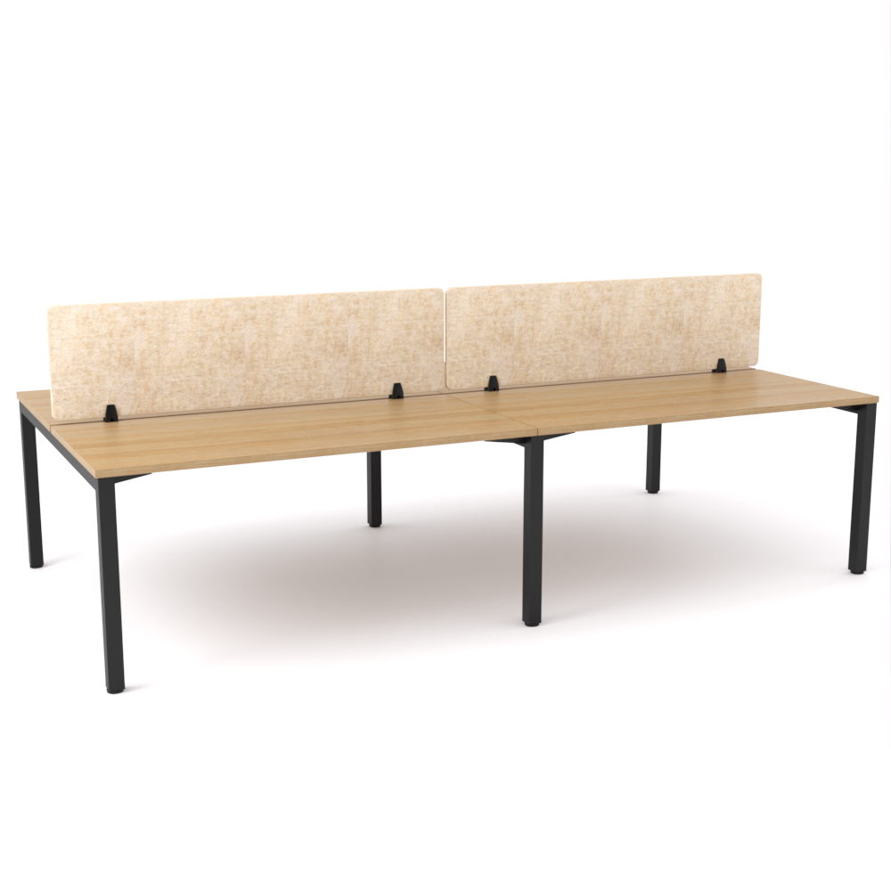 California Office Workstations (Straight Legs) 4-User Double-Sided Desk With AcoustiQ Screen (Natural Screen)
