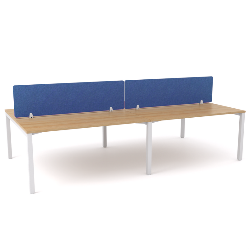 California Office Workstations (Straight Legs) 4-User Double-Sided Desk With AcoustiQ Screen (Cobalt Blue Screen)