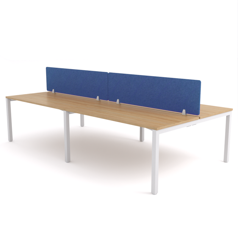 California Office Workstations (Straight Legs) 4-User Double-Sided Desk With AcoustiQ Screen (Cobalt Blue Screen)