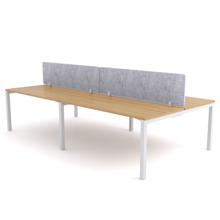 California Office Workstations (Straight Legs) 4 User Double-Sided Desks With AcoustiQ Screen (Marble Gray Screen)