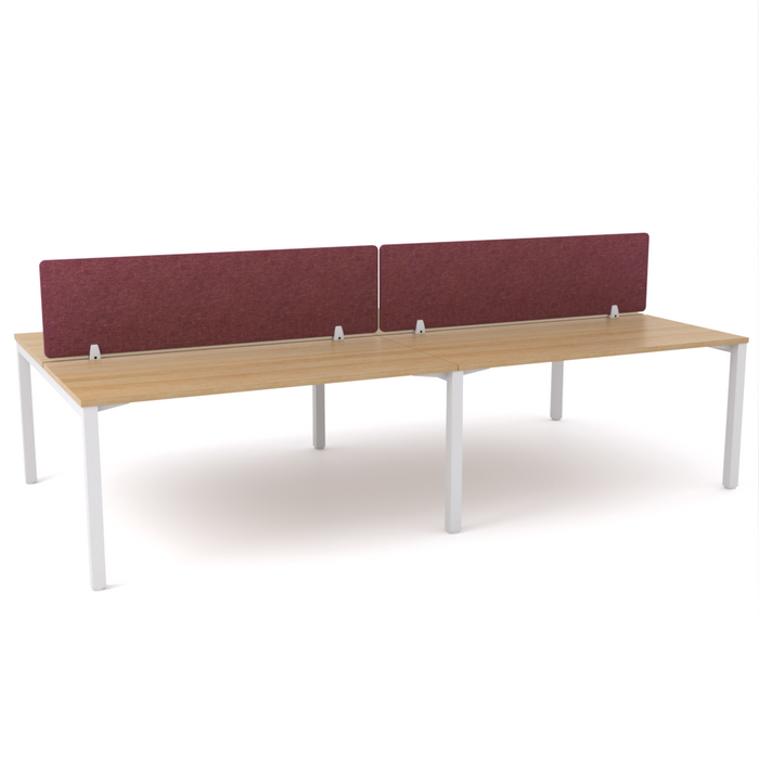 California Office Workstations (Straight Legs) 4 User Double-Sided Desks With AcoustiQ Screen (Maroon Screen)