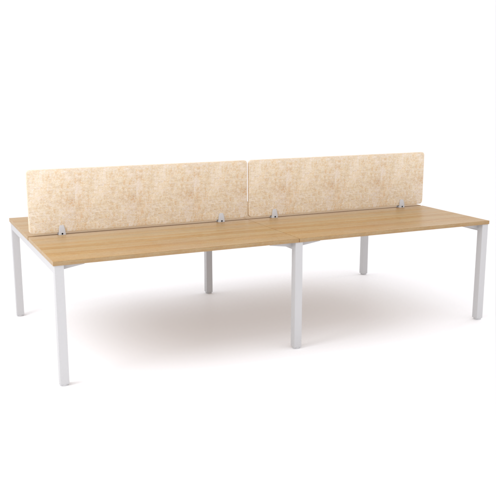 California Office Workstations (Straight Legs) 4-User Double-Sided Desk With AcoustiQ Screen (Natural Screen)