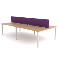 California Office Workstations (Straight Legs) 4-User Double-Sided Desk With AcoustiQ Screen (Purple Screen)