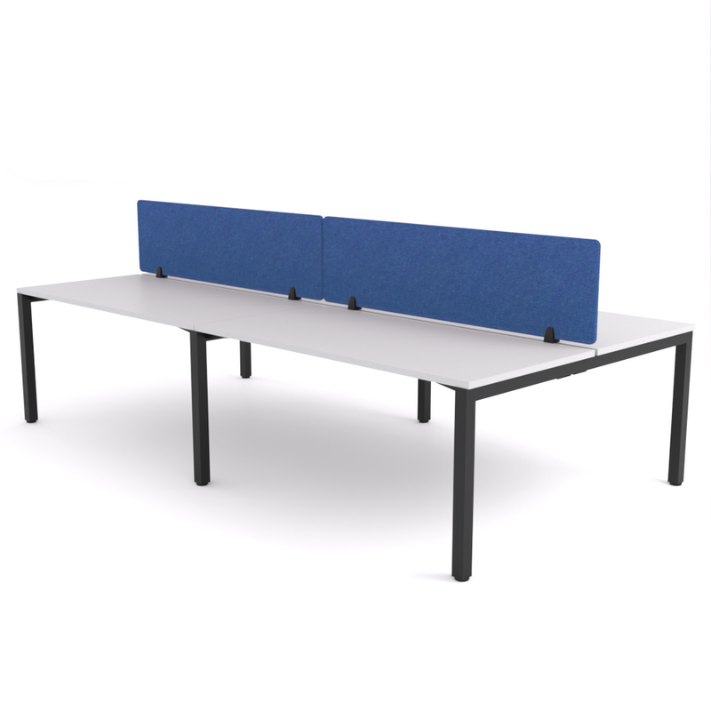 California Office Workstations (Straight Legs) 4-User Double-Sided Desk With AcoustiQ Screen (Cobalt Blue Screen)