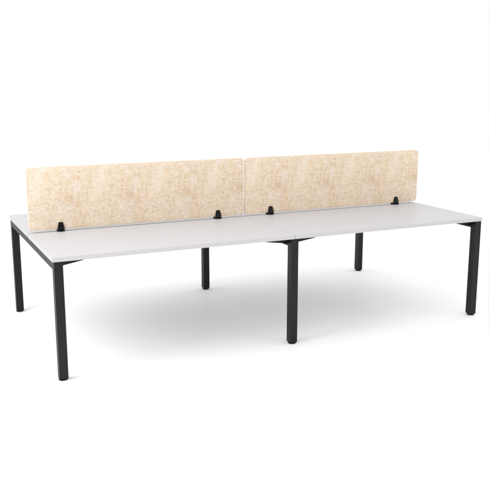 California Office Workstations (Straight Legs) 4-User Double-Sided Desk With AcoustiQ Screen (Natural Screen)