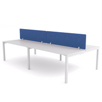 California Office Workstations (Straight Legs) 4-User Double-Sided Desk With AcoustiQ Screen (Cobalt Blue Screen)
