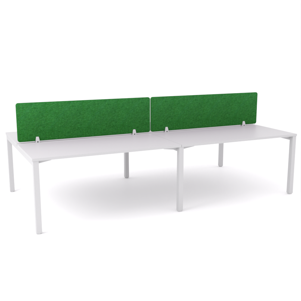 California Office Workstations (Straight Legs) 4-User Double-Sided Desk With AcoustiQ Screen (Green Screen)