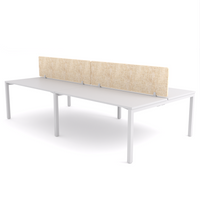 California Office Workstations (Straight Legs) 4-User Double-Sided Desk With AcoustiQ Screen (Natural Screen)