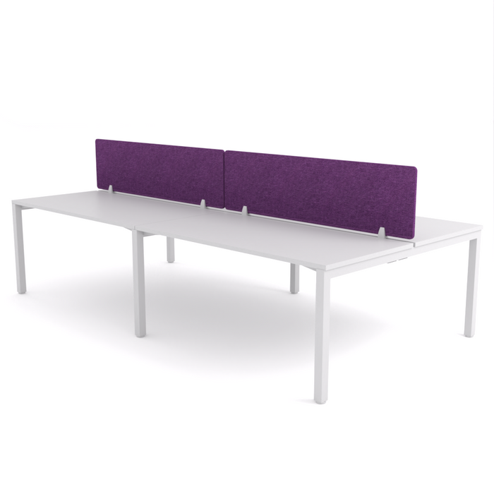 California Office Workstations (Straight Legs) 4 User Double-Sided Desks With AcoustiQ Screen (Purple Screen)