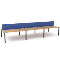 California Office Workstations (Straight Legs) 6-User Double-Sided Desk With AcoustiQ Screen (Cobalt Blue Screen)