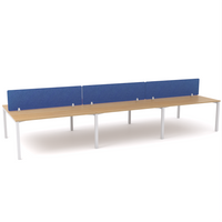 California Office Workstations (Straight Legs) 6-User Double-Sided Desk With AcoustiQ Screen (Cobalt Blue Screen)