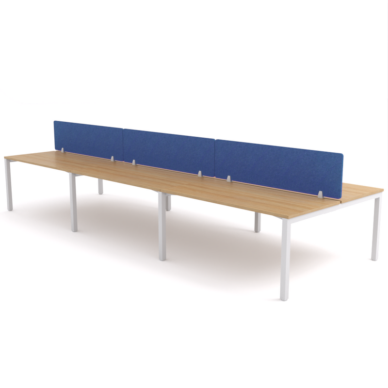 California Office Workstations (Straight Legs) 6-User Double-Sided Desk With AcoustiQ Screen (Cobalt Blue Screen)