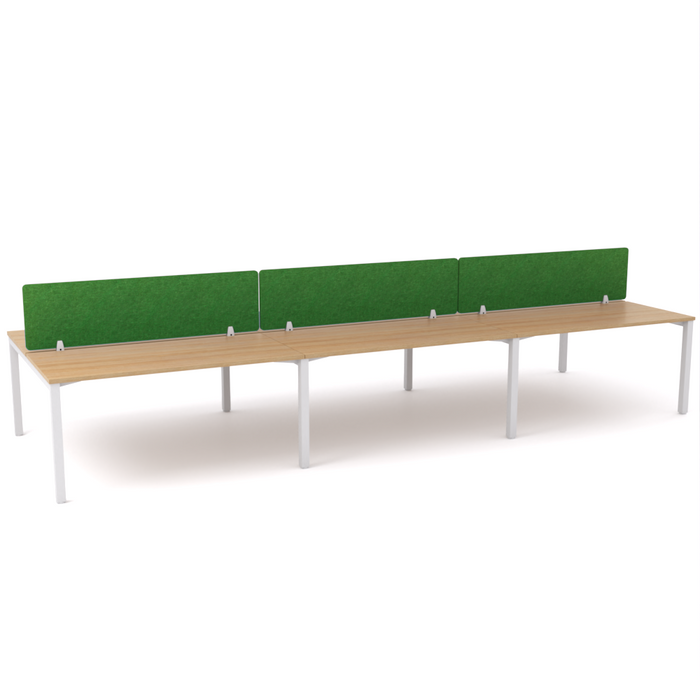 California Office Workstations (Straight Legs) 6 User Double-Sided Desks With AcoustiQ Screen (Green Screen)