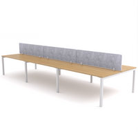 California Office Workstations (Straight Legs) 6-User Double-Sided Desk With AcoustiQ Screen (Marble Gray Screen)