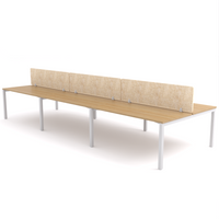 California Office Workstations (Straight Legs) 6-User Double-Sided Desk With AcoustiQ Screen (Natural Screen)