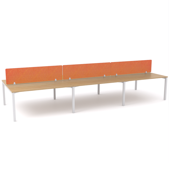 California Office Workstations (Straight Legs) 6 User Double-Sided Desks With AcoustiQ Screen (Orange Screen)
