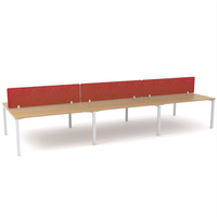 California Office Workstations (Straight Legs) 6-User Double-Sided Desk With AcoustiQ Screen (Red Screen)
