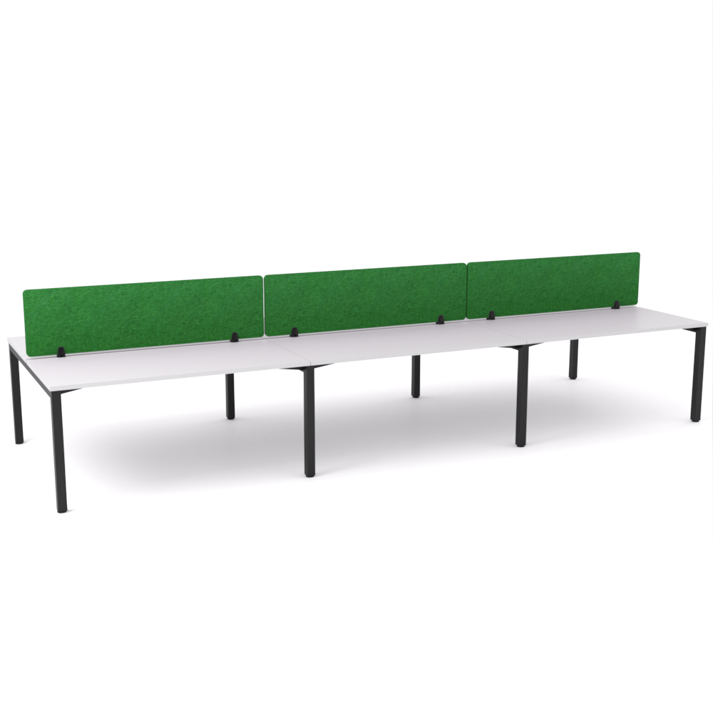 California Office Workstations (Straight Legs) 6-User Double-Sided Desk With AcoustiQ Screen (Green Screen)