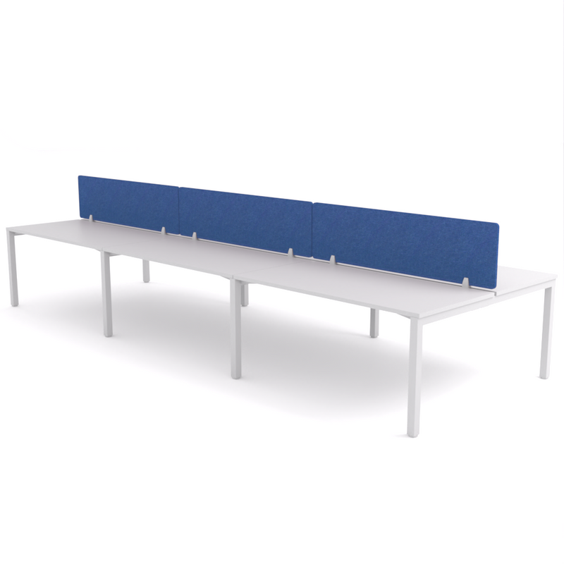 California Office Workstations (Straight Legs) 6-User Double-Sided Desk With AcoustiQ Screen (Cobalt Blue Screen)