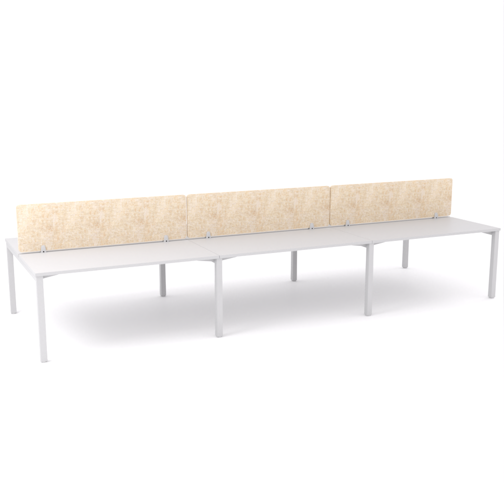 California Office Workstations (Straight Legs) 6-User Double-Sided Desk With AcoustiQ Screen (Natural Screen)