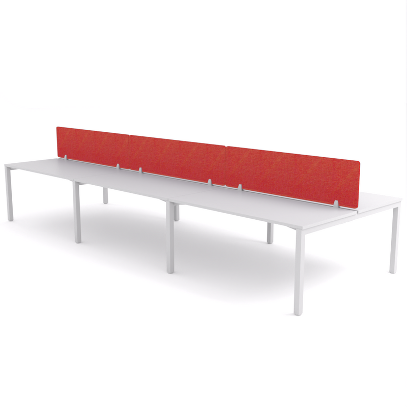California Office Workstations (Straight Legs) 6-User Double-Sided Desk With AcoustiQ Screen (Red Screen)