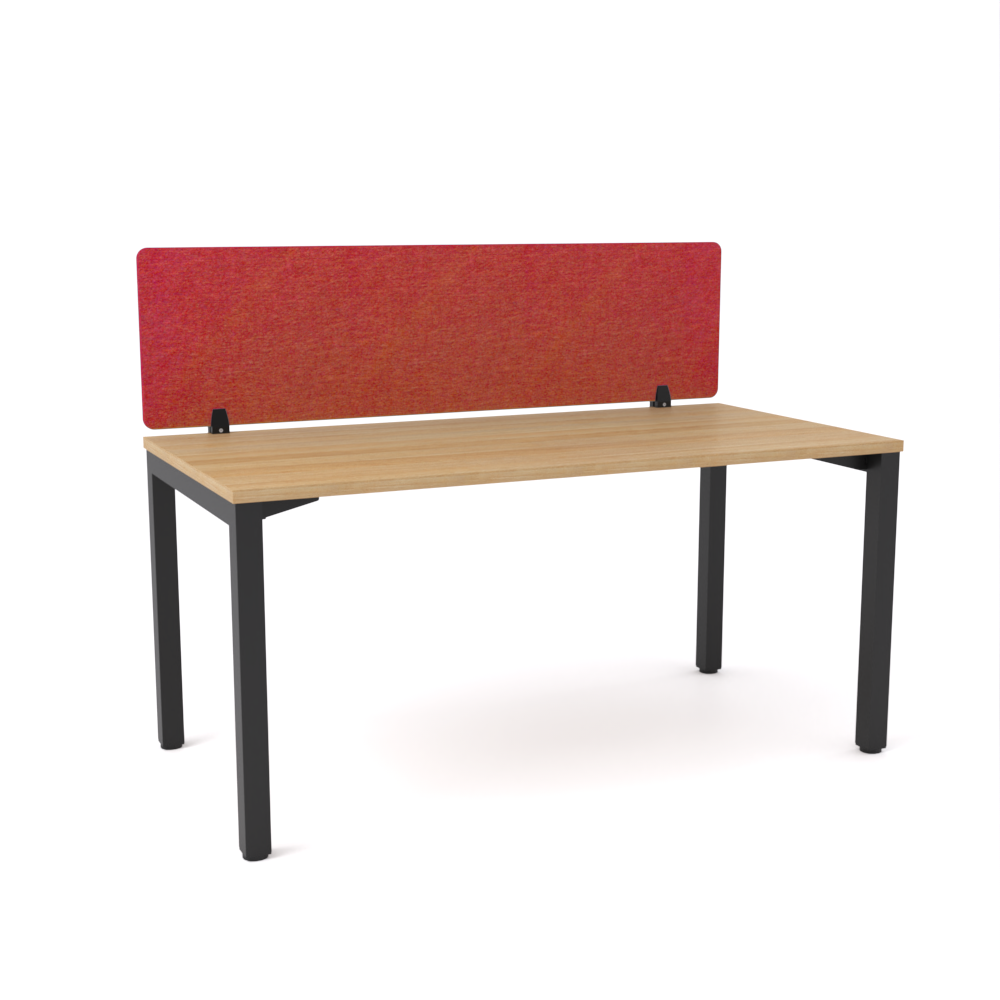 California Office Workstations (Straight Legs) 1-User Single-Sided Desk With AcoustiQ Screen (Red Screen)