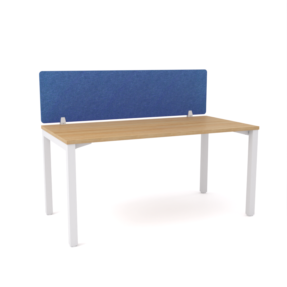 California Office Workstations (Straight Legs) 1-User Single-Sided Desk With AcoustiQ Screen (Cobalt Blue Screen)