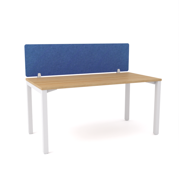 California Office Workstations (Straight Legs) 1 User Single Desk With AcoustiQ Screen (Cobalt Blue Screen)