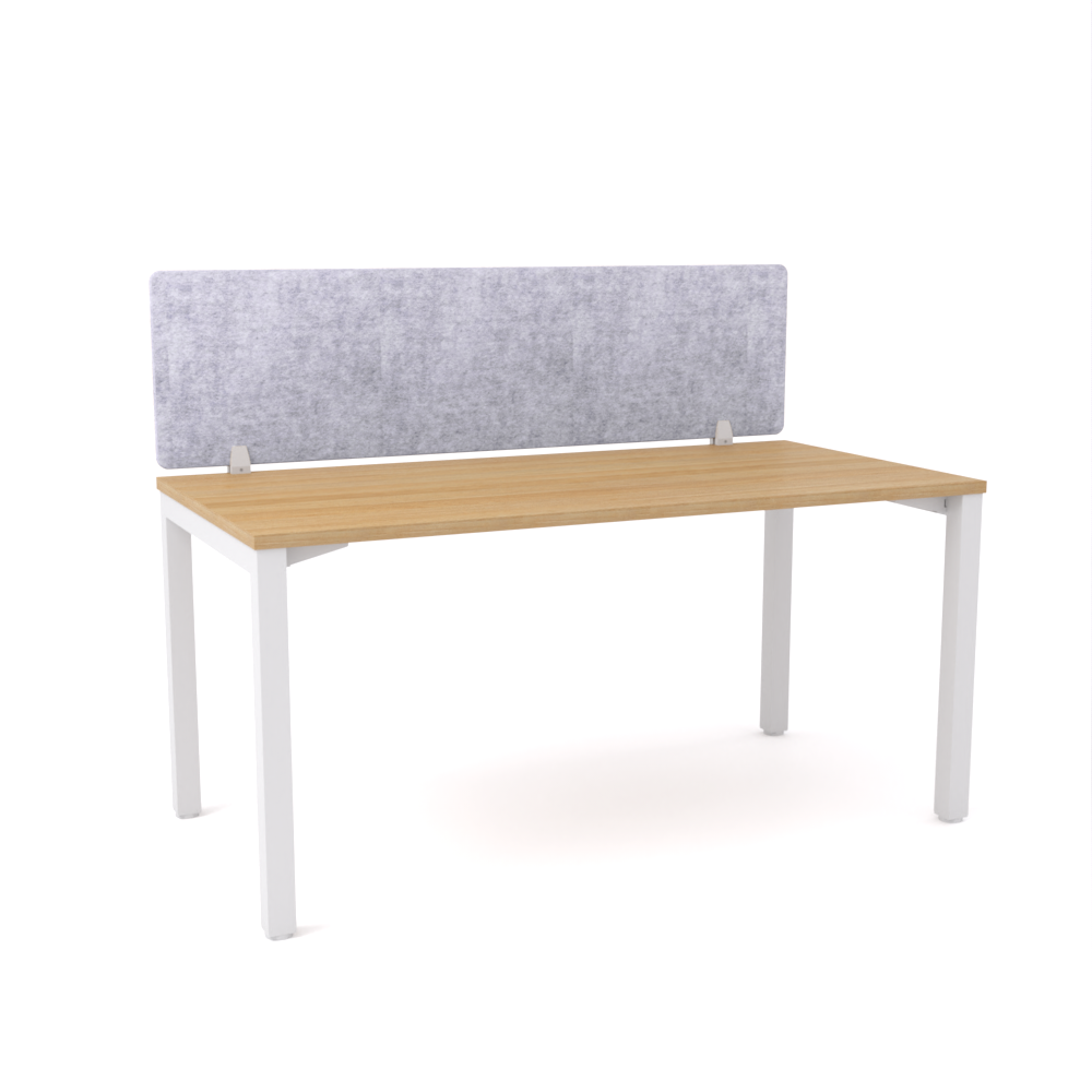 California Office Workstations (Straight Legs) 1-User Single-Sided Desk With AcoustiQ Screen (Marble Gray Screen)