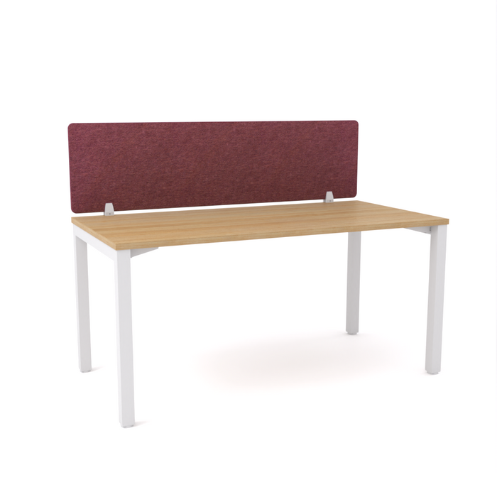 California Office Workstations (Straight Legs) 1 User Single Desk With AcoustiQ Screen (Maroon Screen)
