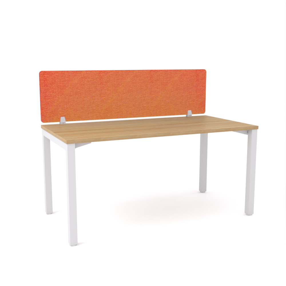 California Office Workstations (Straight Legs) 1-User Single-Sided Desk With AcoustiQ Screen (Orange Screen)