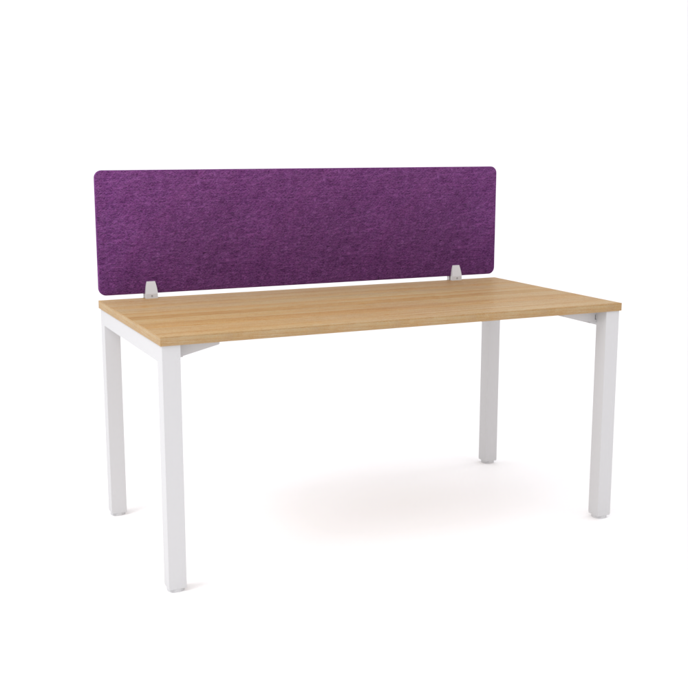 California Office Workstations (Straight Legs) 1-User Single-Sided Desk With AcoustiQ Screen (Purple Screen)